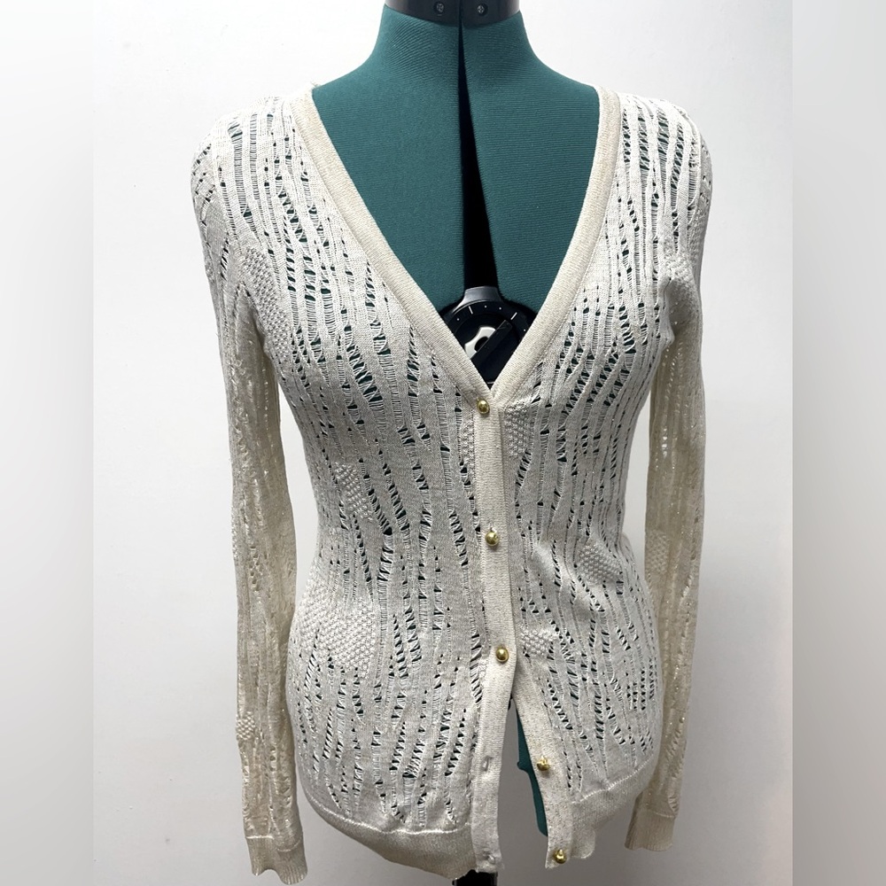Belldini Women’s Cardigan Size S Light Gold Long Sleeves Sweater